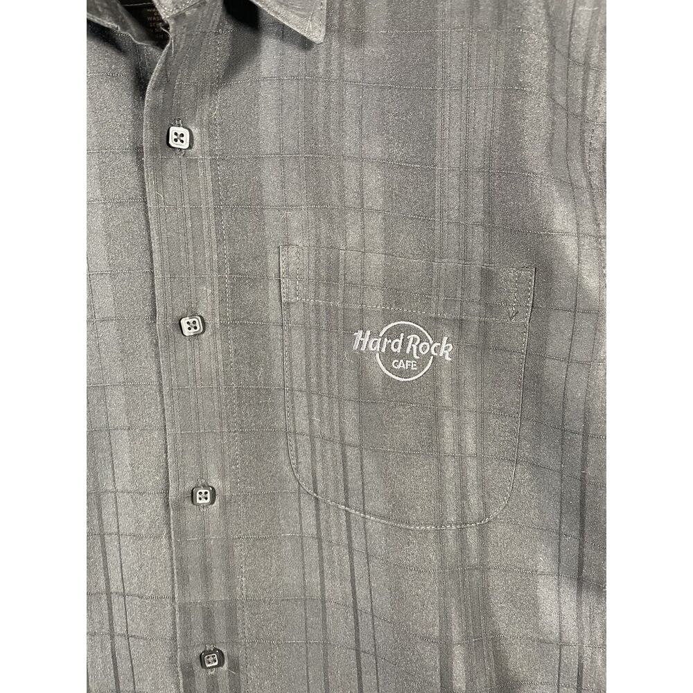 Hard Rock Cafe Button Up Shirt Men's Small Black Short Sleeve Houston Casual Bar - Picture 2 of 9